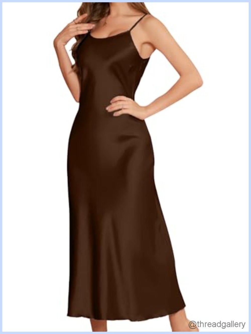 Satin Slip Dress V Neck Adjustable Strap Maxi Nightgown Lingerie